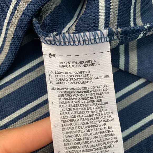 Reebok Golf Shirt Mens 2XL Storm PlayDry Striped Performance Polo Droptail Hem - Picture 6 of 10